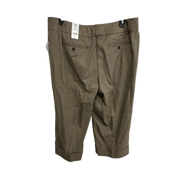 Worthington Flat Front Capri Pants Warm Oak Sz 18W Stretch Modern Fit Neutral - Picture 2 of 10